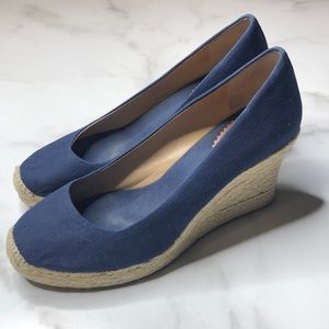 J Crew Seville Espadrille Wedges Blue